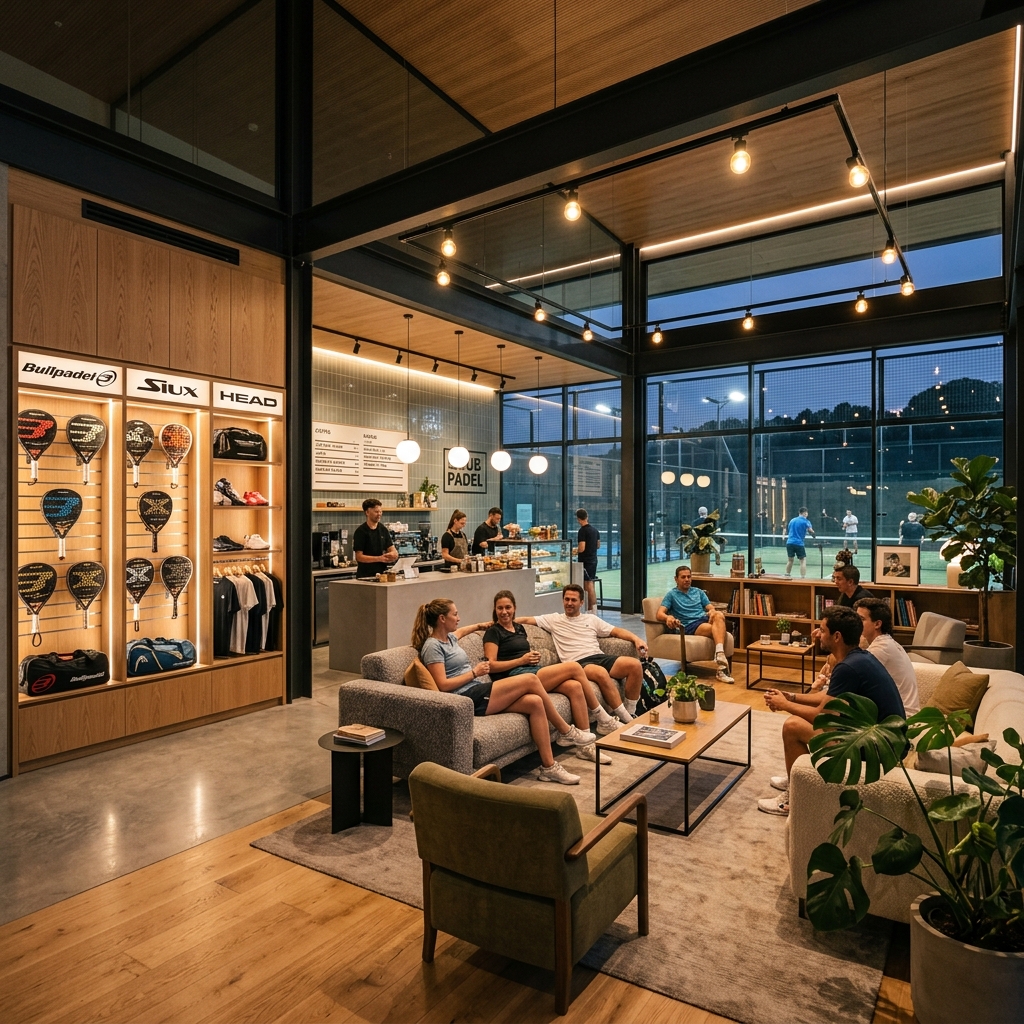 Padel club lobby cafe lounge